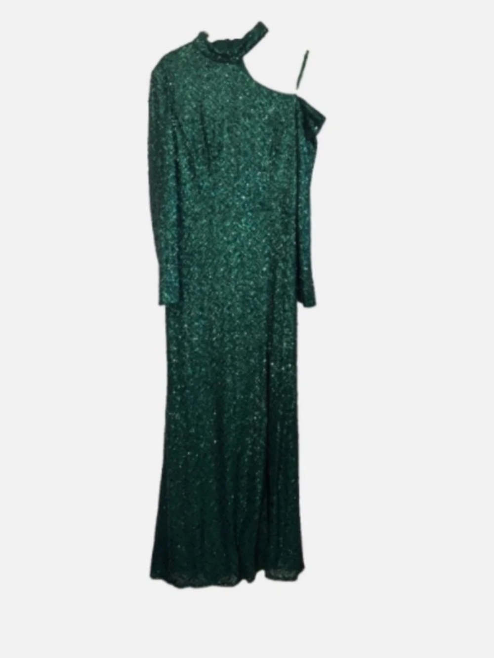XSCAPE Sequin Cutout Shoulder Long Sleeve Evening Dress Size: 14